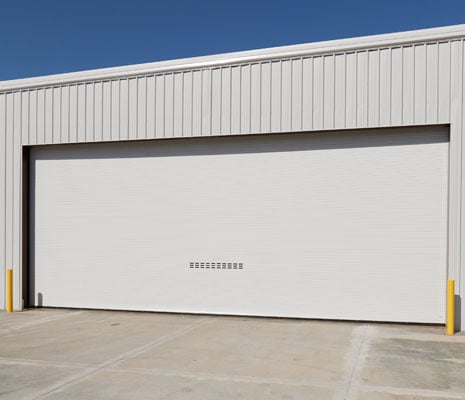 Roll-up door shown in Satin White